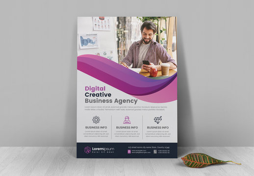 Flyer Layout with Pink and Purple Wave Design