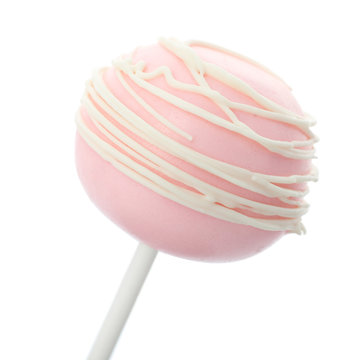 Sweet Decorated Cake Pop On White Background