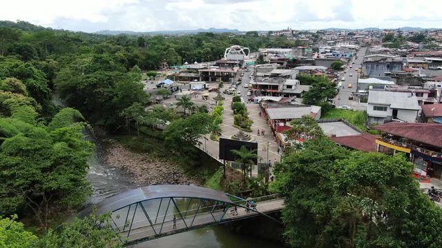 Aerial shoy El Puyo Ecuador - Puyo River 