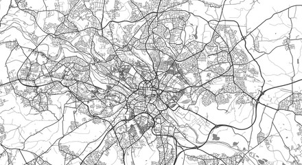 Fototapeta na wymiar Detailed map of Leeds, UK