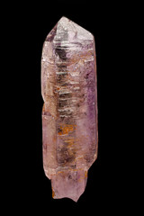 macro mineral amethyst stone on a black background