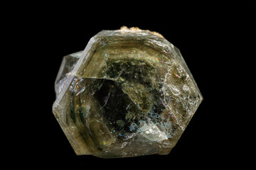 macro mineral stone Apatite on a black background