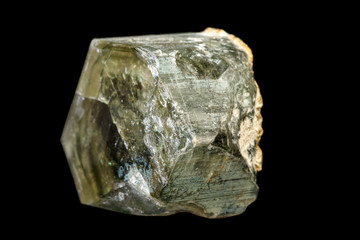 macro mineral stone Apatite on a black background