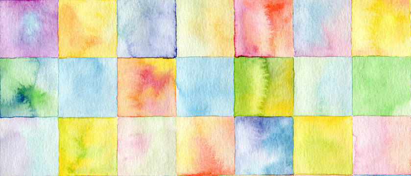 Abstract  square watercolor painted background