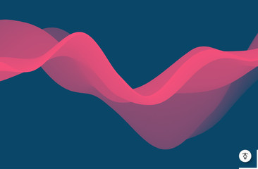 Abstract wavy background with modern gradient colors. Trendy liquid design. Motion sound wave. Vector illustration for banners, flyers and presentation.