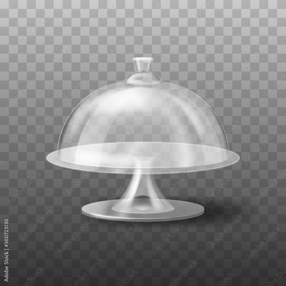 Poster Realistic 3d Detailed Glass Cake Stand. Vector