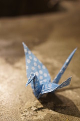 Colorful origami crane with copy space