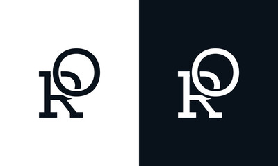 Minimalist line art letter RO logo. This logo icon incorporate with two letter in the creative way. - obrazy, fototapety, plakaty