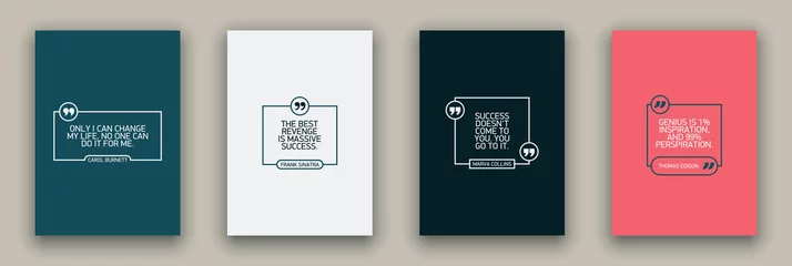 Muurstickers Quote speech bubble blank templates set. Text in brackets on flat paper, citation frames, quote bubbles. Textbox isolated on color background. Modern typography flat design cloud. Vector illustration. © ASEF