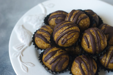 Handmade dried fruit candy nuts and chocolate