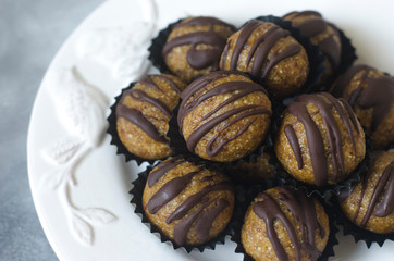 Handmade dried fruit candy nuts and chocolate