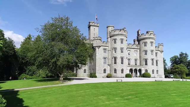 Aerial footage  of a 17th century Castle in Scotland.
