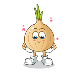onion shy cartoon mascot vector illustration