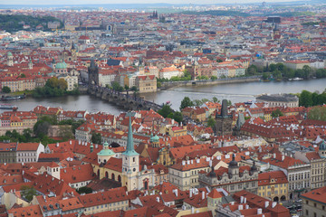 Naklejka na ściany i meble Prague, vue sur la ville et le Pont Charles