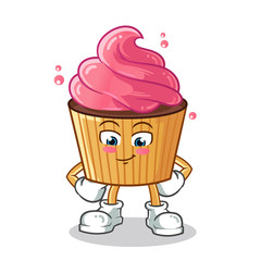 cupcake shy mascot vector cartoon illustration