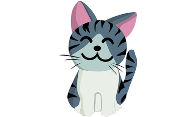 Grey striped kitten with closed eyes