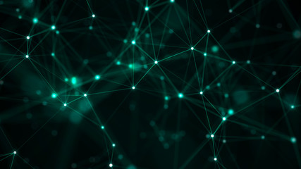 Abstract digital background. Big data visualization. Network connection structure. Science green background. 3d rendering.