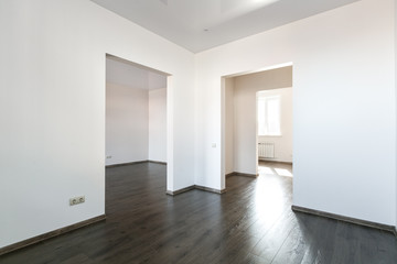 unfurnished house or apartment in bright colors with a dark floor