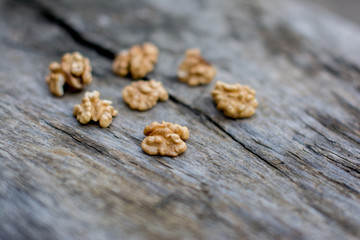 Walnut without shkallupy on a wooden background