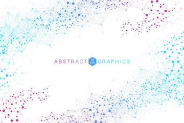 Structure molecule and communication. Dna, atom, neurons. Scientific concept for your design. Connected lines with dots. Medical, technology, chemistry, science background. Vector illustration.