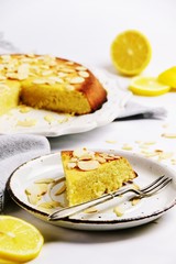 Paleo diet lemon cake. Sugar free, dairy free and gluten free cake.