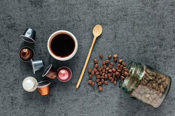 Espresso Drink on Dark Textured Background