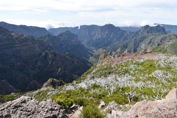 Hiking trail from Pico Arieiro to Pico Ruivo in Madeira, Portugal