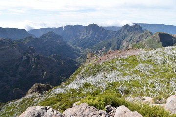 Hiking trail from Pico Arieiro to Pico Ruivo in Madeira, Portugal