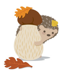 Vector image of autumn leaves and hedgehog - 300736394