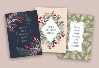 Floral Holiday Card Layout Set