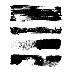 Abstract paint strokes made with black paint and brush on white background