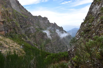 Hiking trail from Pico Arieiro to Pico Ruivo in Madeira, Portugal