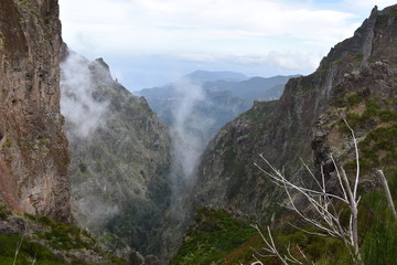 Hiking trail from Pico Arieiro to Pico Ruivo in Madeira, Portugal
