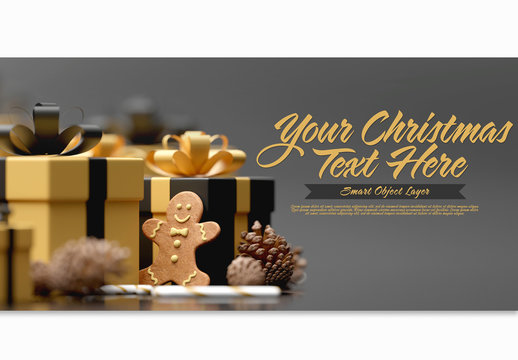 Christmas Scene Mockup with Gingerbread