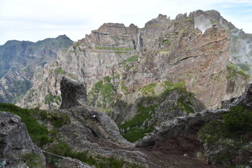 Hiking trail from Pico Arieiro to Pico Ruivo in Madeira, Portugal