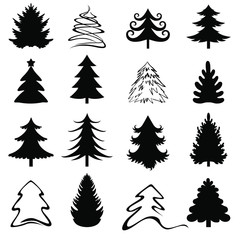 Vector illustrations of Collection of fir trees