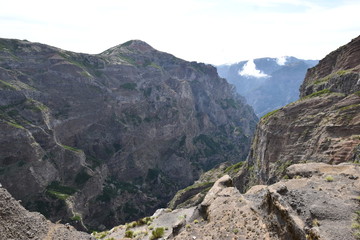 Hiking trail from Pico Arieiro to Pico Ruivo in Madeira, Portugal