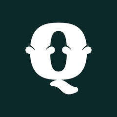 Q letter logo made of bones.