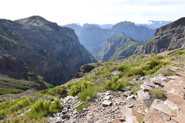 Hiking trail from Pico Arieiro to Pico Ruivo in Madeira, Portugal