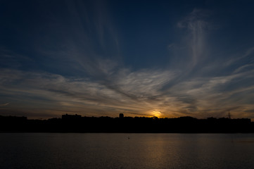 Moscow, Russia - October 31, 2019: Kashirskoe highway. Borisov ponds