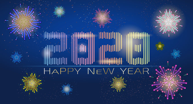 Vector 2020 Happy New Year Celebration Banner BG