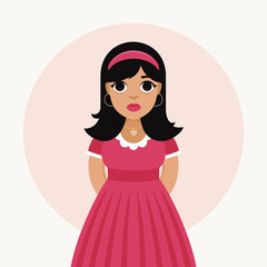 Young Girl Vector Female Character In Cartoon Style