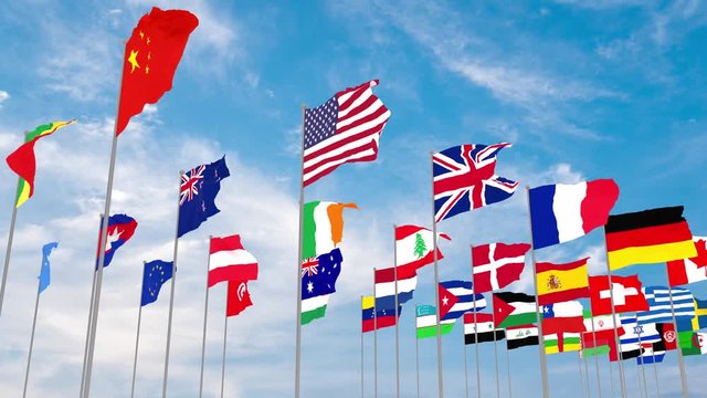  3d illustration flags of the world