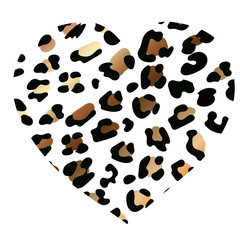 Fashion Vector illustration heart shape. Heart with lion shining print texture pattern