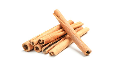 Cinnamon sticks isolated on white background. Sweet spice