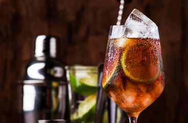 Alcoholic cocktail Long Island with vodka, gin, tequila silver, white rum, liqueur, sugar syrup,...