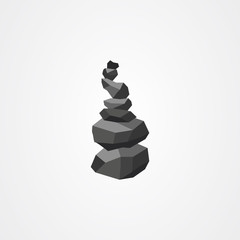 Rock balancing vector illustration. Relax zen stones balanced.