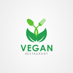 Vegan icon logo design template. vector illustration.