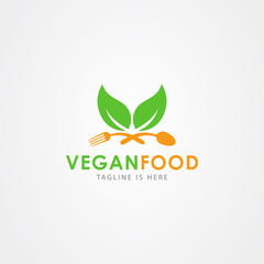 Vegan icon logo design template. vector illustration.