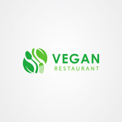 Vegan icon logo design template. vector illustration.
